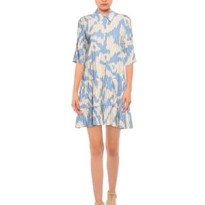 Diane von Furstenberg Blue Beata-tiered Leopard Jacquard Mini In Cotton Dress